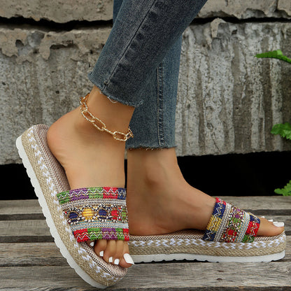 Sandalias altas de plataforma de colores para mujer