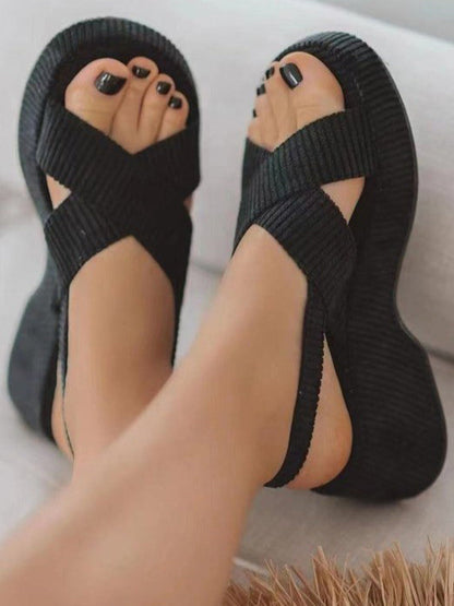 Sandalias de cuña con plataforma de ante