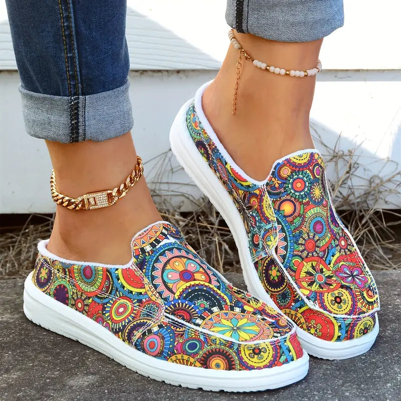 Zapatillas de mujer de lona con estampado floral