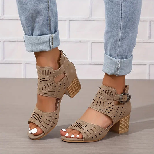 Sandalias de tacón grueso para mujer