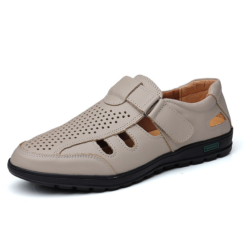 Sandalias de piel business huecas