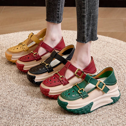 Sandalias de verano huecas con cordones para mujer