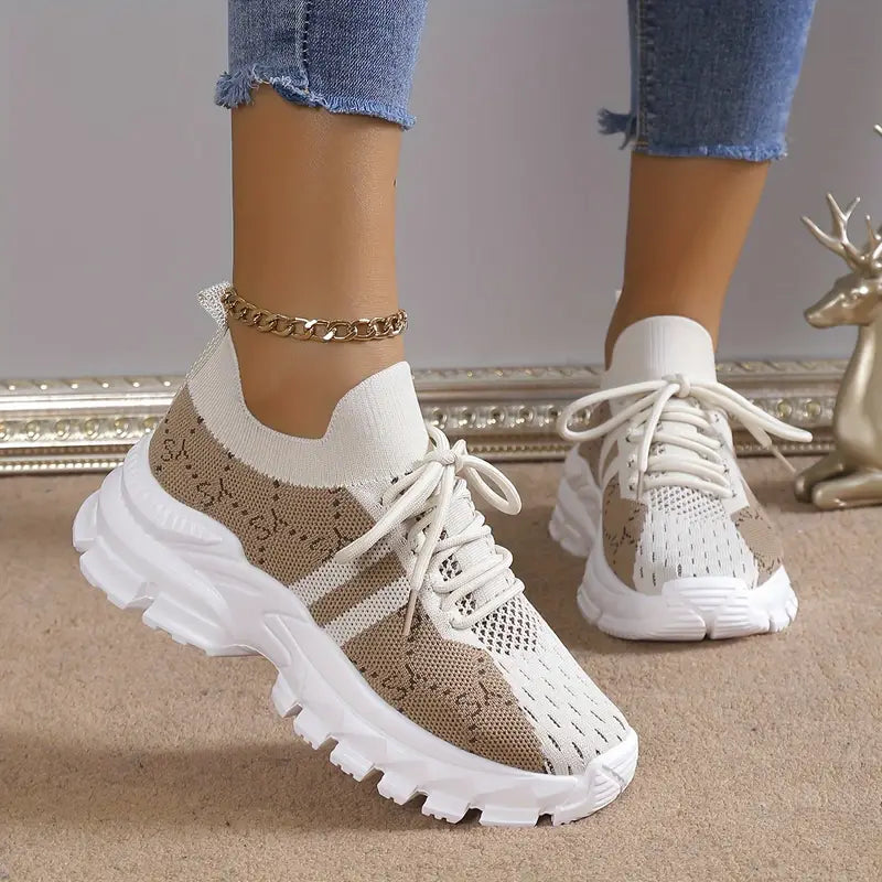 Zapatillas de deporte con cordones para mujer con estampado de letras