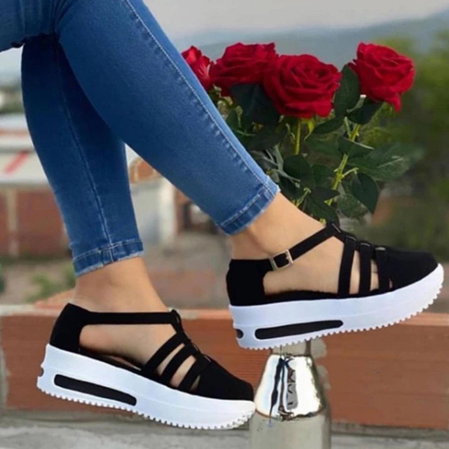 Women Sandals Casual Thick Bottom Comfortable Mid Heels Sandals - Libiyi