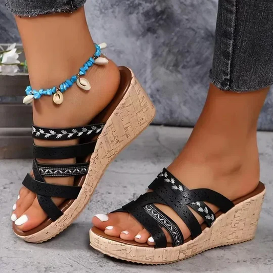 Sandalias de tacón con cuña