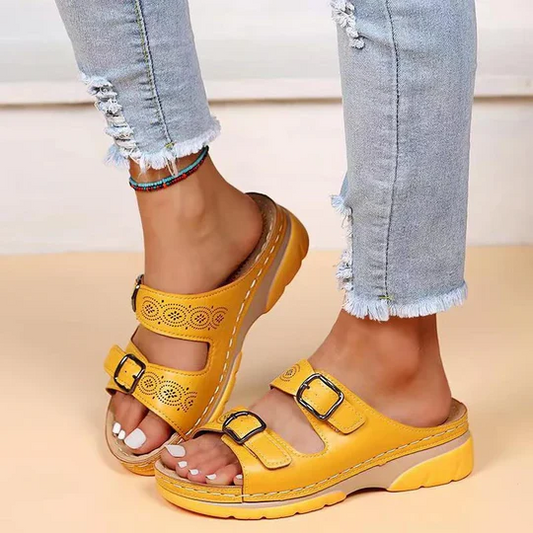 Sandalias de piel de vaca para mujer