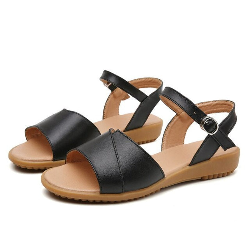 Sandalias de piel de vaca suave para mujer