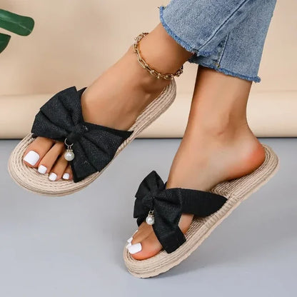 Sandalias de cuña con detalle de lazo de nueva tendencia para el verano