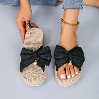 Sandalias de cuña con detalle de lazo de nueva tendencia para el verano