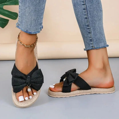 Sandalias de cuña con detalle de lazo de nueva tendencia para el verano