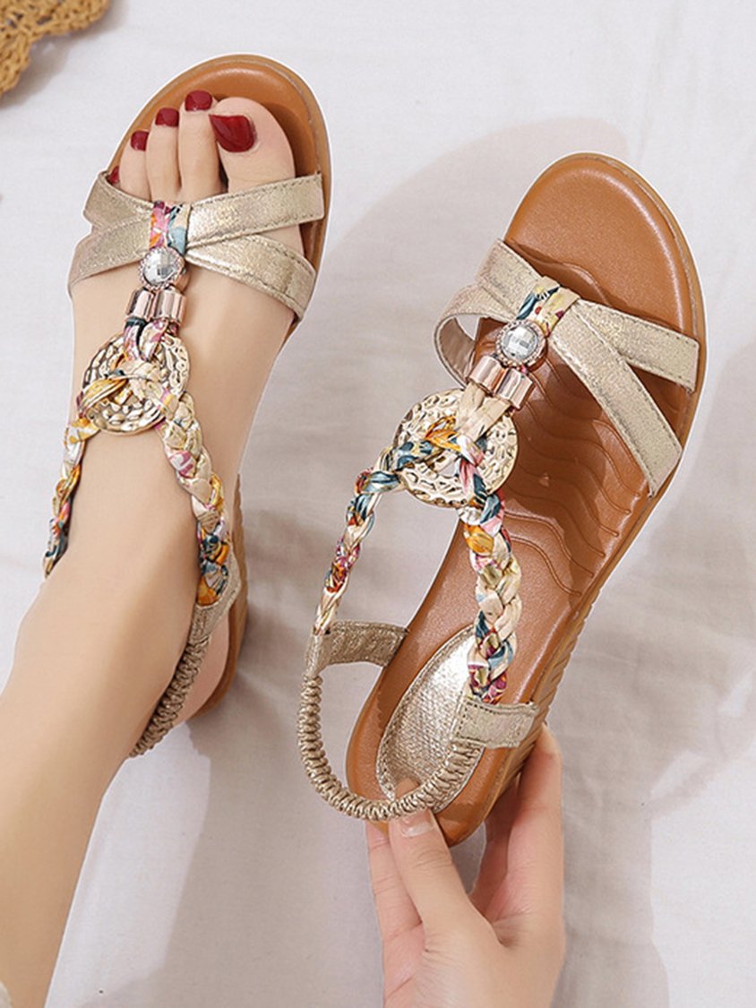 Sandalias de cuña bohemias suaves y cómodas