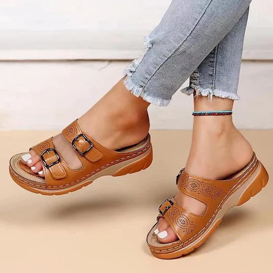 Sandalias de piel de vaca para mujer