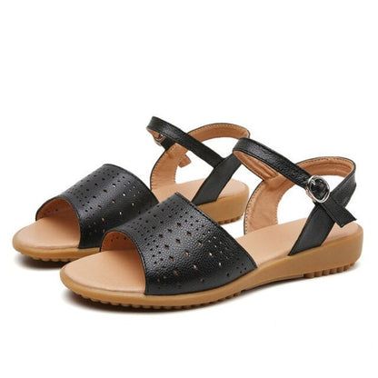 Sandalias de piel de vaca suave para mujer