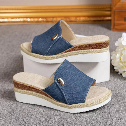 Sandalias Denim Canvas Wedges