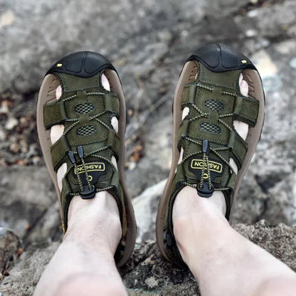 Sandalias de cuero genuino para hombres Casual Senderismo