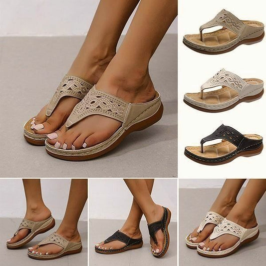 Chanclas ortopédicas para mujer Boho sandalias planas de cuña baja