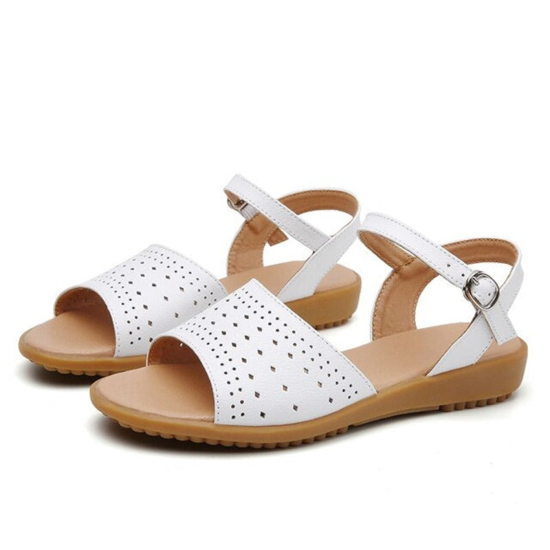 Sandalias de piel de vaca suave para mujer