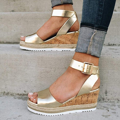 Sandalias de cuña con plataforma para mujer