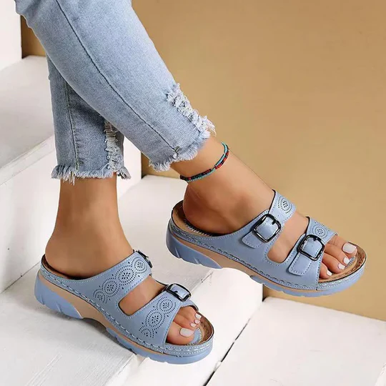 Sandalias de piel de vaca para mujer