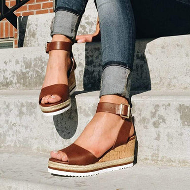 Sandalias de cuña con plataforma para mujer