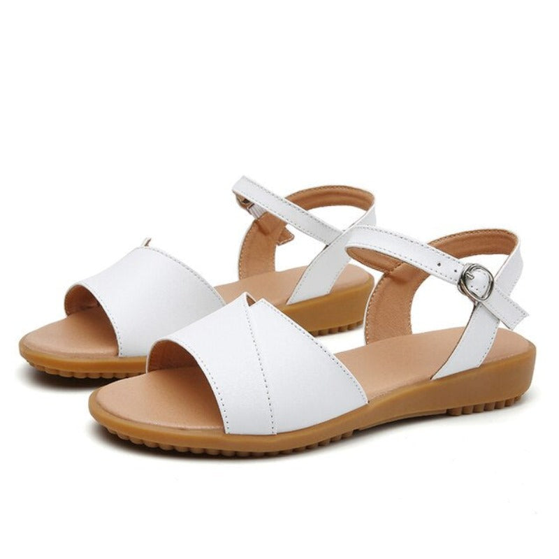 Sandalias de piel de vaca suave para mujer