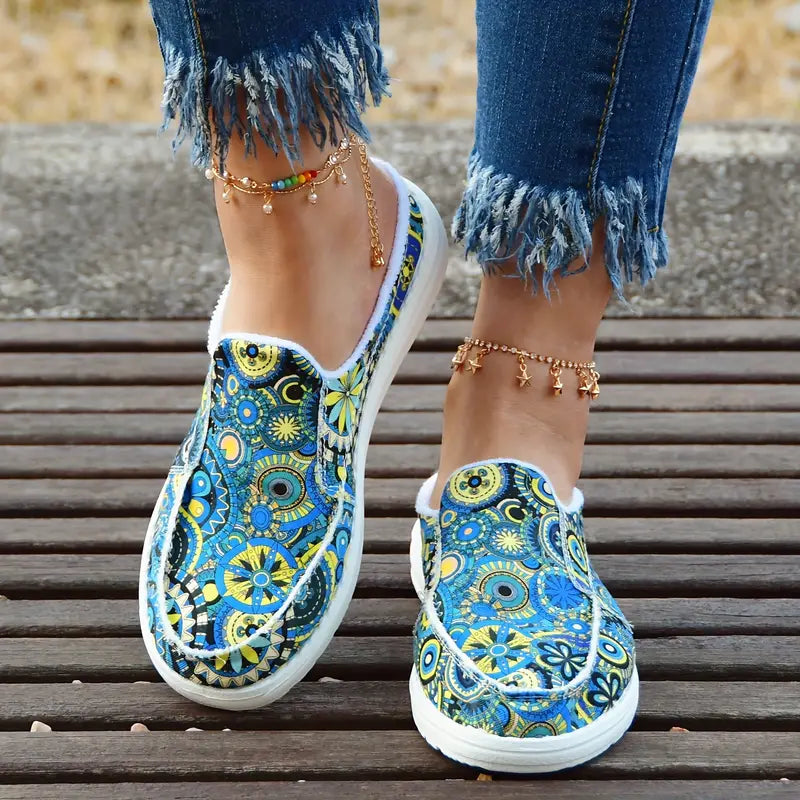 Zapatillas de mujer de lona con estampado floral