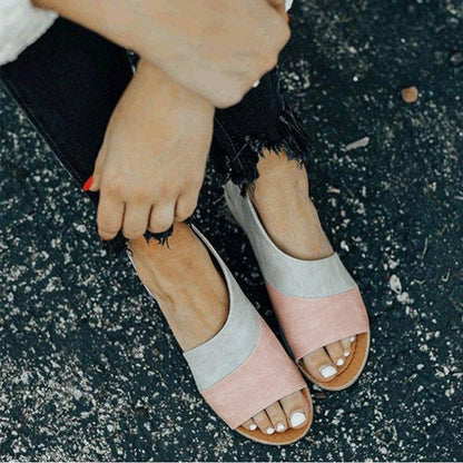 Sandalias abiertas para mujer - Líneas diagonales / Bicolor