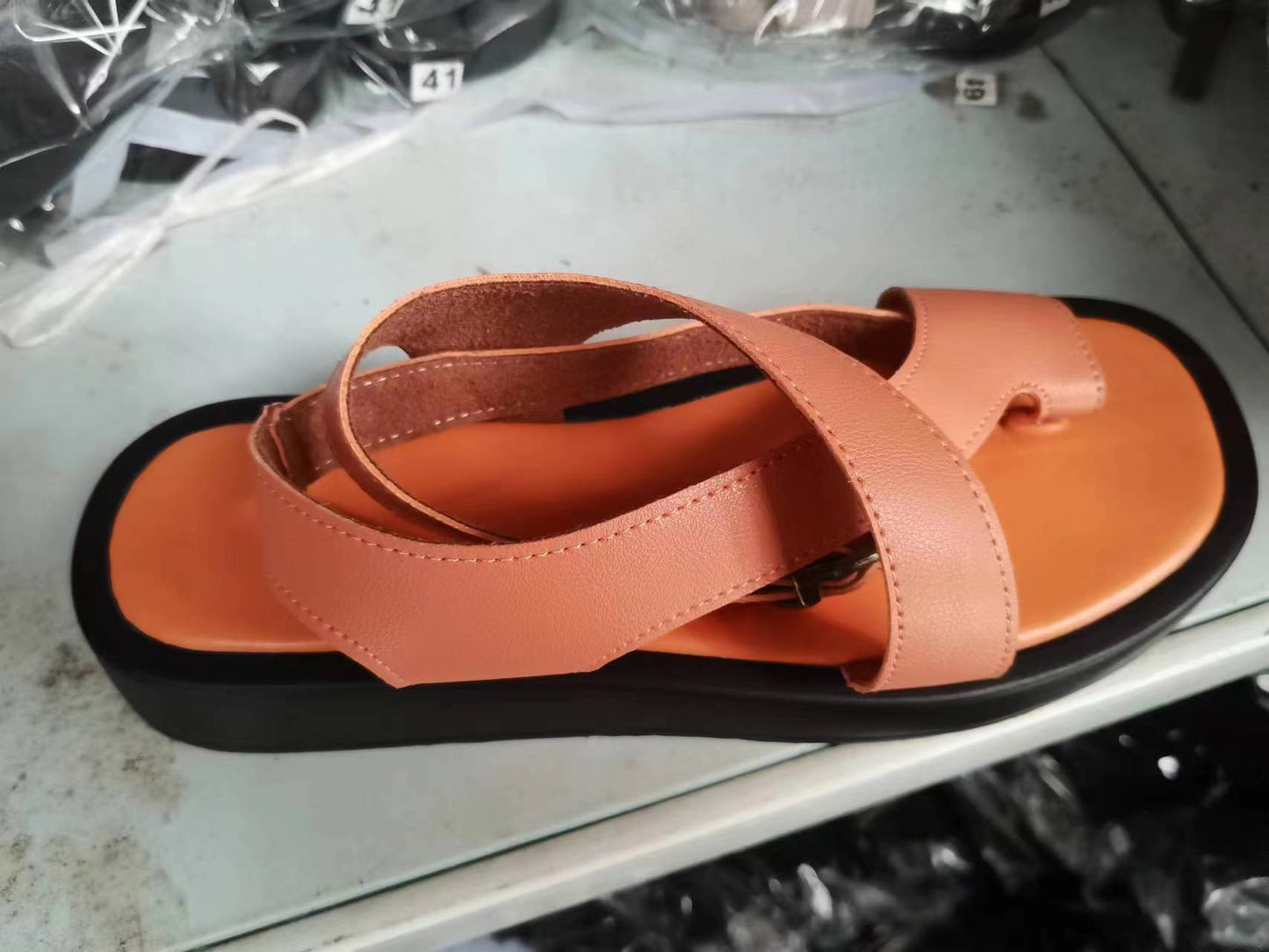 Sandalias de plataforma con hebilla al tobillo de estilo romano para mujer