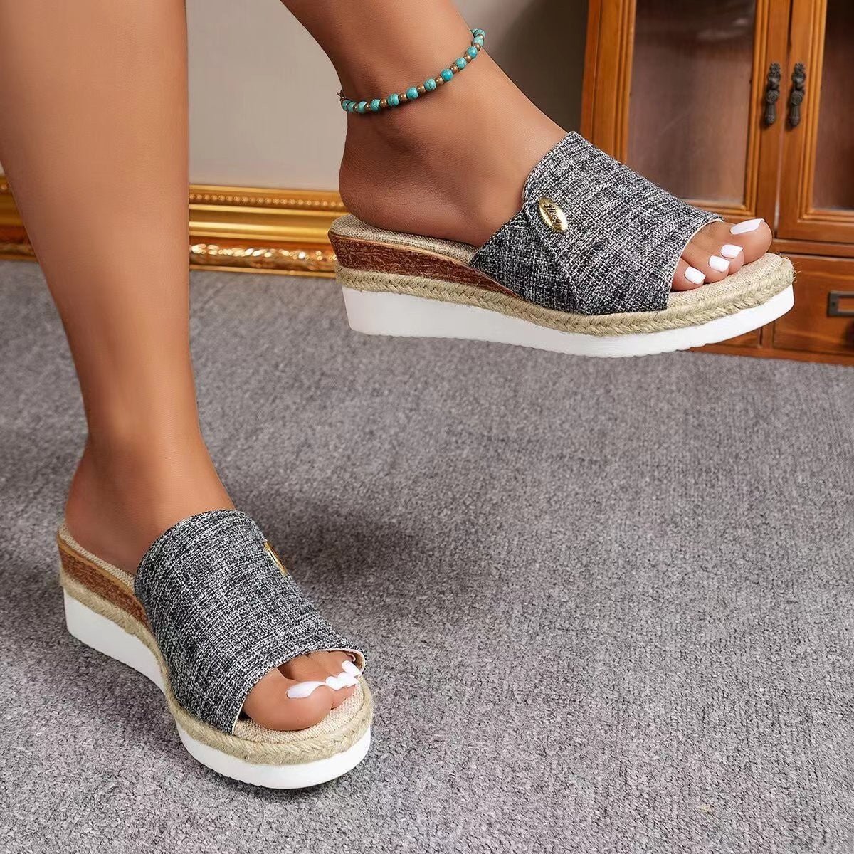 Sandalias Denim Canvas Wedges