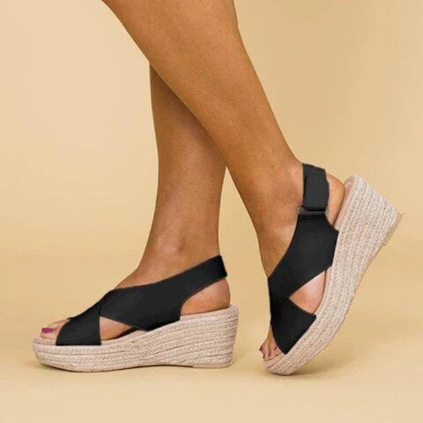 Sandalias de cuña con tobillo para mujer