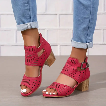 Sandalias de tacón grueso para mujer