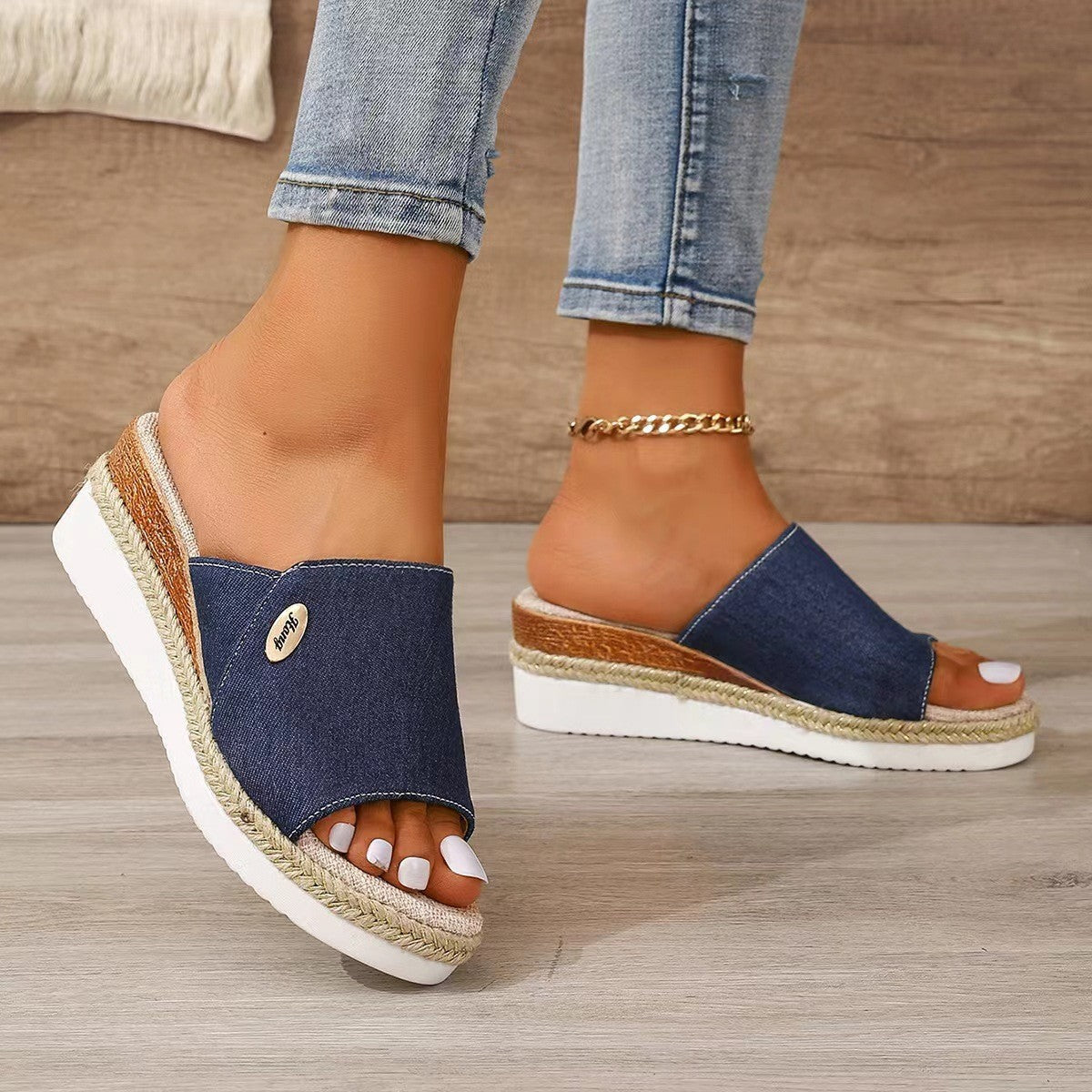 Sandalias Denim Canvas Wedges