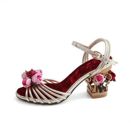 Sandalias Peep Toe Strappy Zapatos Birdcage Tacones Altos