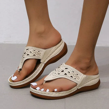 Chanclas ortopédicas para mujer Boho sandalias planas de cuña baja