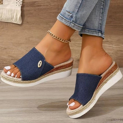 Sandalias Denim Canvas Wedges