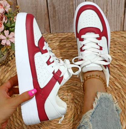 Womens Contrast Color Flat Sneakers