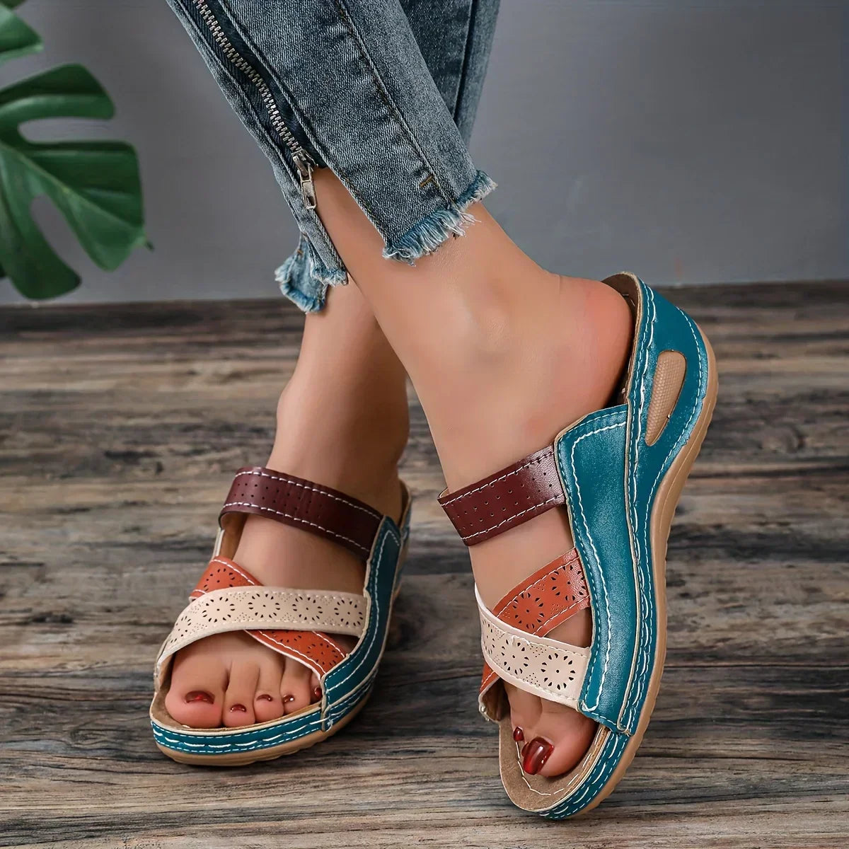 Sandalias casuales de verano para mujer con soporte para el arco