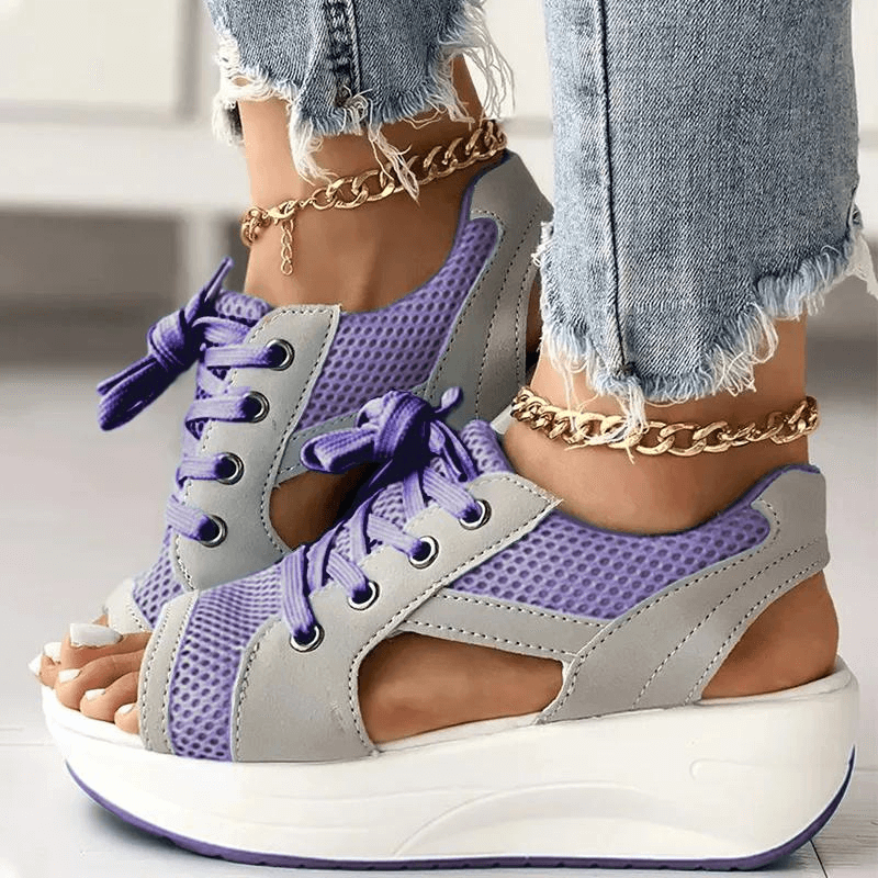 Sandalias de verano con cordones y paneles de contraste