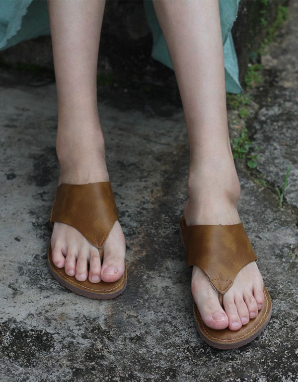 Chanclas Verano Sandalias de piel hechas a mano