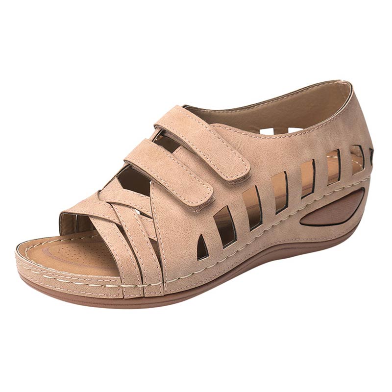 Sandalias de piel con cuña para mujer