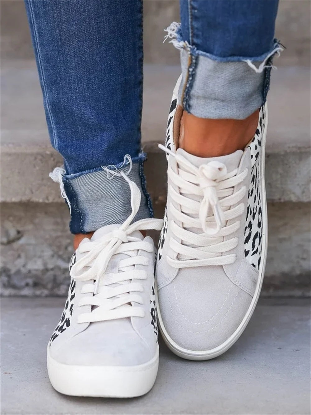 Zapatillas de skate con estampado de leopardo para mujer