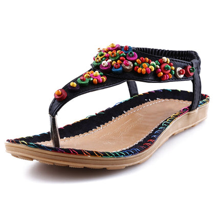 Sandalias de tiras color tostado con cuentas