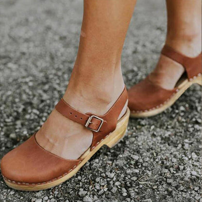 Sandalias de plataforma de verano para mujer con cuña y correa con hebilla