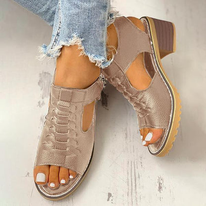 Sandalias con tacón en bloque para mujer