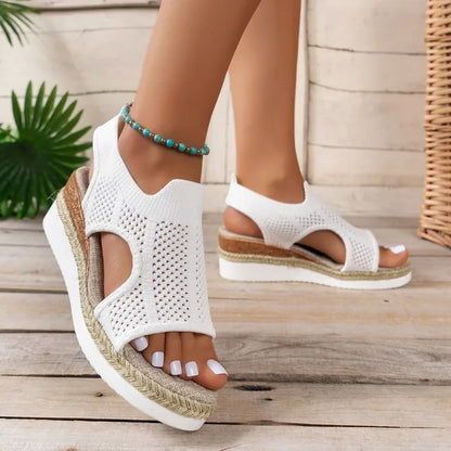 Sandalias de cuña de punto para mujer