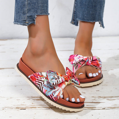 Sandalias con estampado floral para mujer