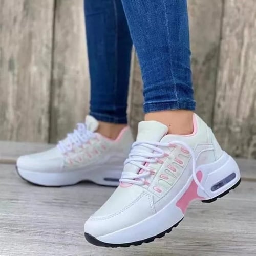 Zapatillas con cuña vulcanizada para mujer, suela gruesa, transpirable, casual, exterior