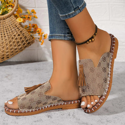 Sandalias casuales con borlas para mujer