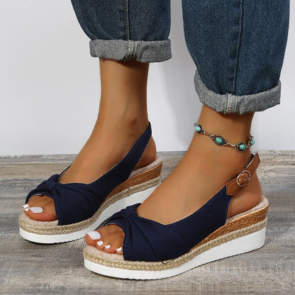 Sandalias de cuña de tacón bajo para mujer