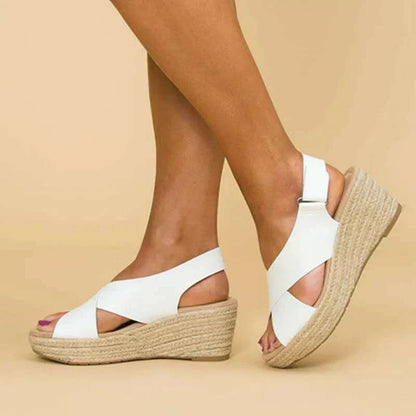 Sandalias de cuña con tobillo para mujer